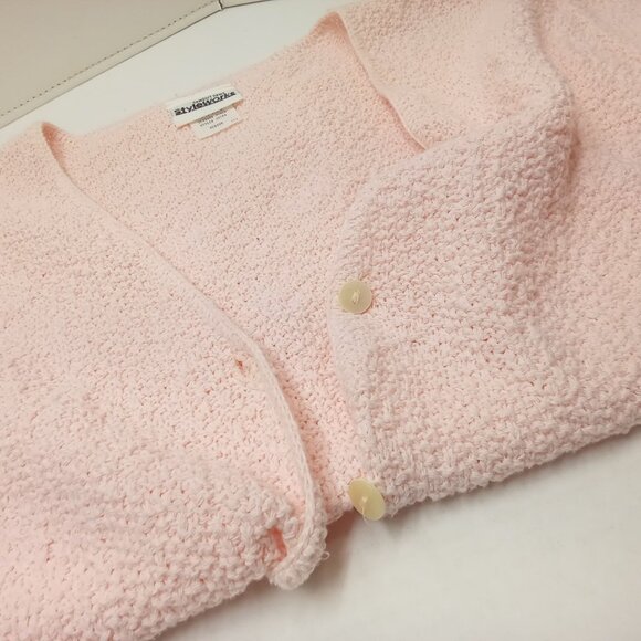 Vintage 90s 2-pc Set Floral Tank Dress & Cardigan Sweater Knit Blush Pink M/L - Picture 9 of 16